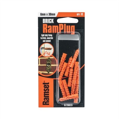 Ramset 6 x 30mm Nylon RamPlug Anchor - 12 pieces