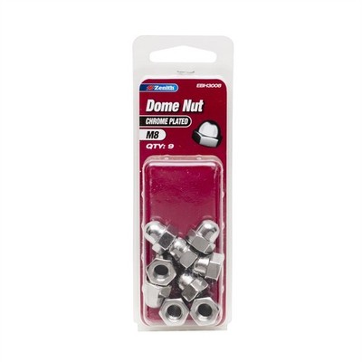 Zenith M8 Chrome Plated Steel Dome Nuts 2 pcs