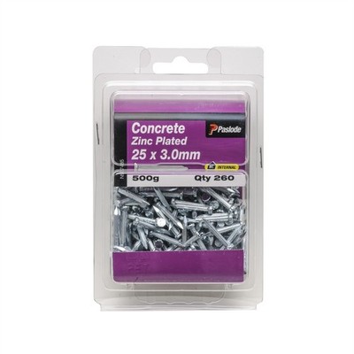 Paslode 25 x 3.0mm 500g Concrete Nails - 260 pieces