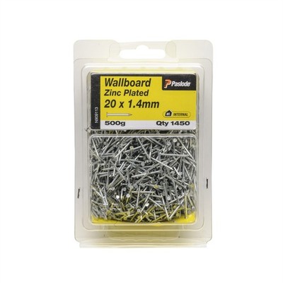 Paslode 20 x 1.4mm 500g Zinc Plated Wallboard Nails - 1450 pieces