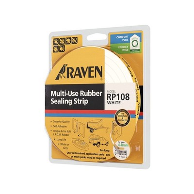 Raven 2000mm White RP108 Self Adhesive Weather Strip - White(3)2 colours