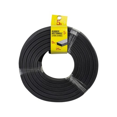 Moroday 9 x 25mm x 5m Black Rubber Rectangle