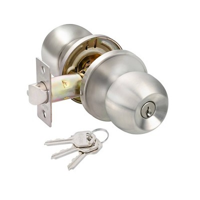 Ikonic Brushed Nickel Ruby Entry Knob Set