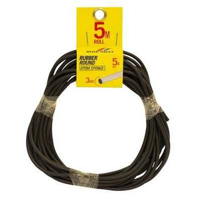 Moroday 3mm x 5m Black Round Rubber