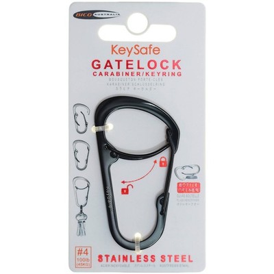 Keysafe GateLock No 4 Silver/Black Carabiner Keyring
