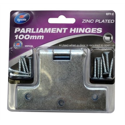 Zenith 100 x 125 x 2mm Zinc Plated Parliament Hinge - 2 pieces