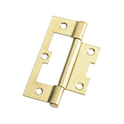 Lane 75 x 47 x 1.6mm Brass Plated Fixed Pin Easy Fit Hinge - 2 pieces