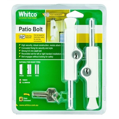 Whitco White CYL4 Patio Bolt - 2 pieces