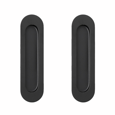 Delf 150mm Matte Black Oval Flush Pull - 2 pieces
