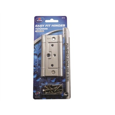 Lane 100 x 65 x 2mm Polished Stainless Steel Easy Fit Loose-Pin Hinge - 2 pieces