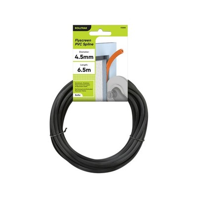 Rolltrak 4.5mm x 6.5m Black Flyscreen Spline 2 pcs