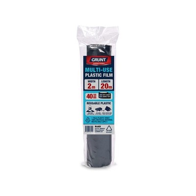 GRUNT 2m x 20m Black 70um Multi-Use Plastic Film(4)2 colours