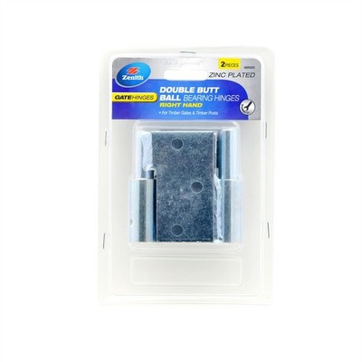 Zenith Zinc Plated Right Hand Double Butt Ball Bearing Hinges - 2 pieces
