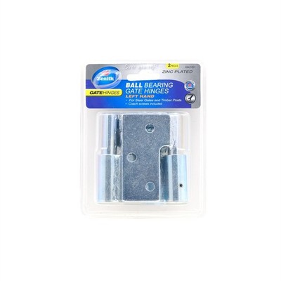 Zenith Zinc Plated Left Hand Ball Bearing Gate Steel To Timber Hinge - 2 pieces