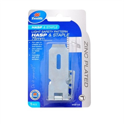Zenith 75mm Zinc Plated Light Safety Pattern Hasp And Staple 2 pcs
