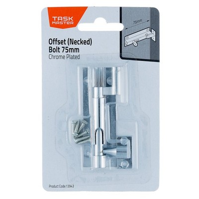Taskmaster 75mm Chrome Plated Offset Necked Barrel Bolt - 75mm(5)More options av