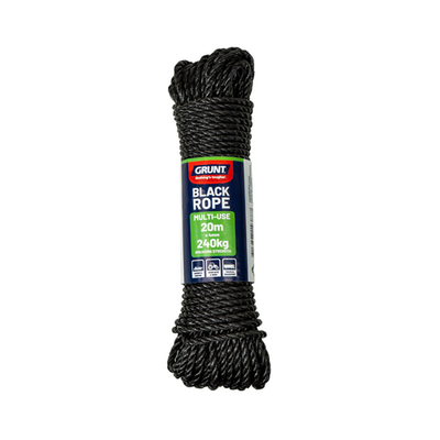 Grunt 4mm x 20m Black Multi Purpose Rope