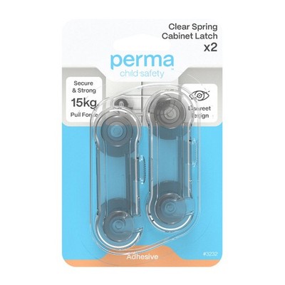 NEWPerma Child Safety Clear Spring Cabinet Latches - 2 pieces