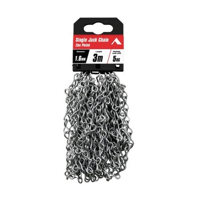 Pinnacle 1.6mm X 3m Zinc-Plated Single Jack Chain 2 pcs