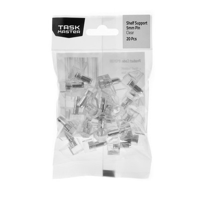 Taskmaster 5mm Pin Clear Plastic Shelf Support 4 pcs
