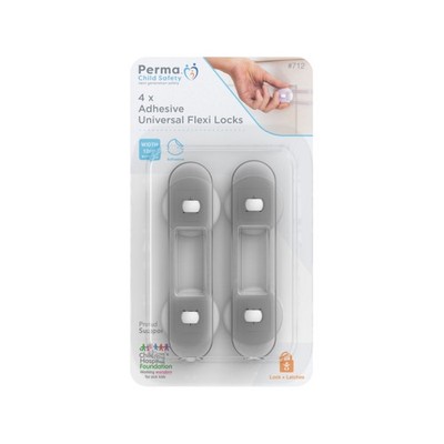 Perma Child Safety 12cm Adhesive Universal Flexi Locks - 4 pieces