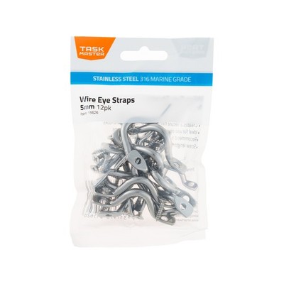 Taskmaster 5mm 316 Stainless Steel Wire Eye Strap - 12 pieces