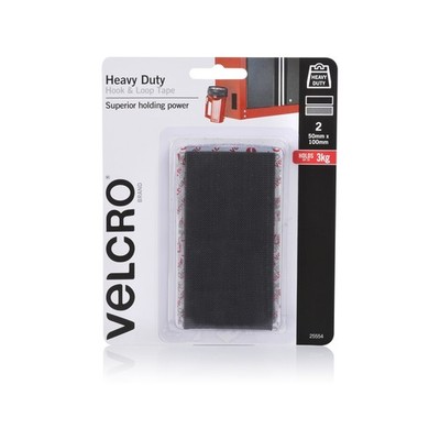 VELCRO Brand 50 x 100mm Heavy Duty Hook and Loop Tape - 2 pieces
