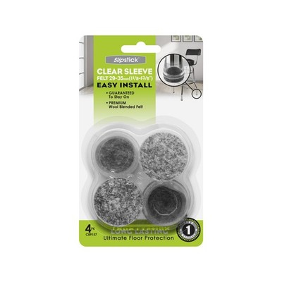 Slipstick 29 - 35mm Clear Sleeve Felt Chair Leg Floor Protection - 4 pieces