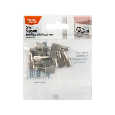 Taskmaster 5mm Pin Nickel Plated Metal Shelf Supports 4 pcs