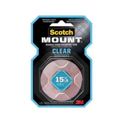 Scotch™ 2.54 x 152.4cm Clear Mount Double-Sided Mounting Tape - 2.54cm x 1.52m(3