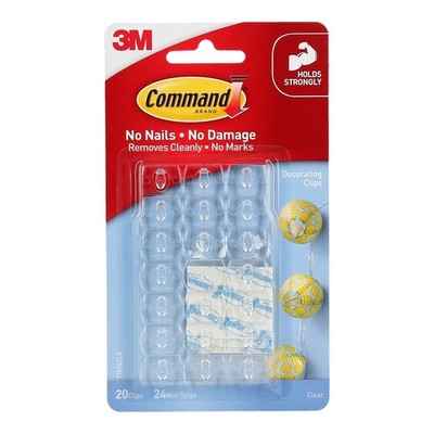 Command Clear Adhesive Decorating Clips - 20 pieces