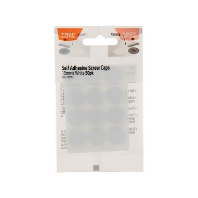 Taskmaster 15mm White Self Adhesive Screw Caps 4 pcs