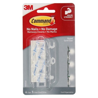 Command™ Clear Adhesive Round Cord Clips - 4 pieces Hardware