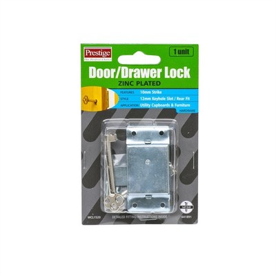 Prestige Zinc Plated Keyed Cupboard Lock Door Hardware