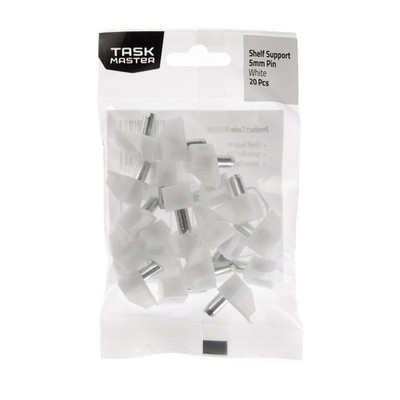 Taskmaster 5mm White Plastic Shelf Support 4 pcs Hardware