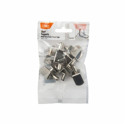 Taskmaster 6mm Pin Nickel Plated Metal Shelf Supports - 12 pieces Hardware