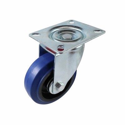 Easyroll 100mm 150kg Blue Rubber Heavy Duty Swivel Castor Hardware