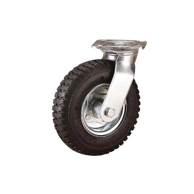 Easyroll 260mm 140kg Black Pneumatic Swivel Plate Castor Hardware