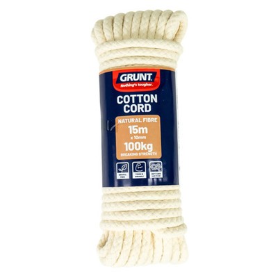 GRUNT 10mm x 15m Cotton Cord Hardware