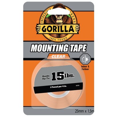 Gorilla 1.5m Clear Double Sided Mounting Tape Plumbing