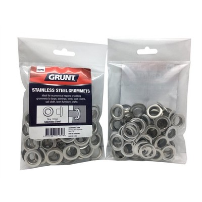 GRUNT 12mm Stainless Steel Webbing Grommets - 50 pieces Hardware