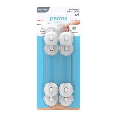 Perma Child Safety 18cm Adhesive Universal Flexi Locks – 4 pieces Door Hardware