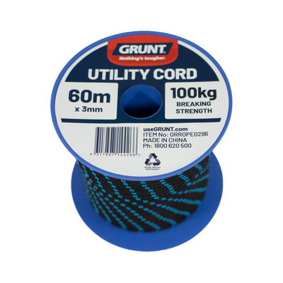 GRUNT 3mm x 60m Assorted Colour Utility Cord Hardware