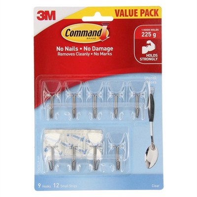Command™ Small Clear Adhesive Utensil Hooks - 9 Pack
