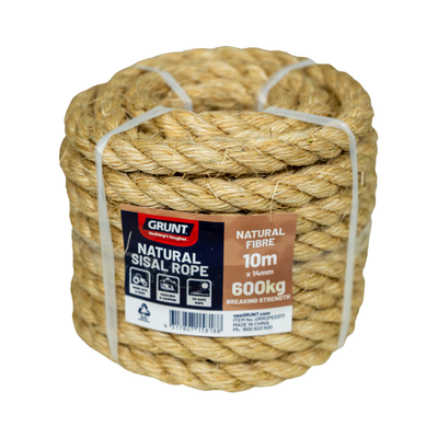 GRUNT 14mm x 10m Natural Sisal Rope Hardware
