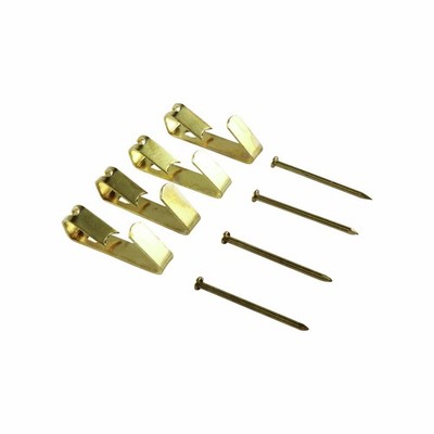 Everhang 8kg Brass Plated Picture Hanging Angle Drive Hook 4 pcs Hardware
