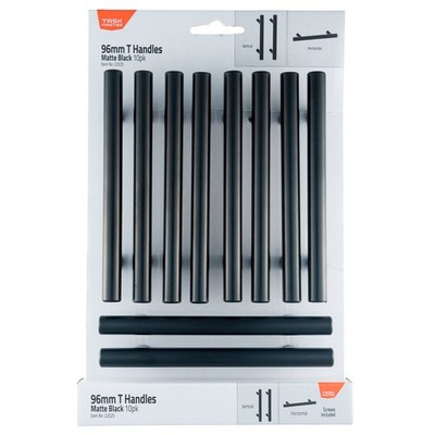 Taskmaster 96mm Matte Black T Handle - 10 Pack Hardware