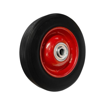 Easyroll 150mm Black Rubber Tyre with Red Metal Centre Hardware
