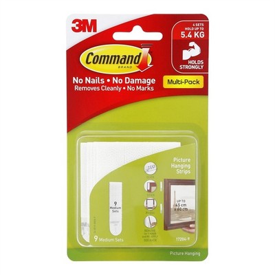 Command Medium White Adhesive Picture Hanging Strips - 9 pieces Hardware