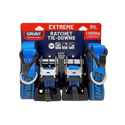 GRUNT 38mm x 6m Ratchet Tie Down - 2 pieces Hardware